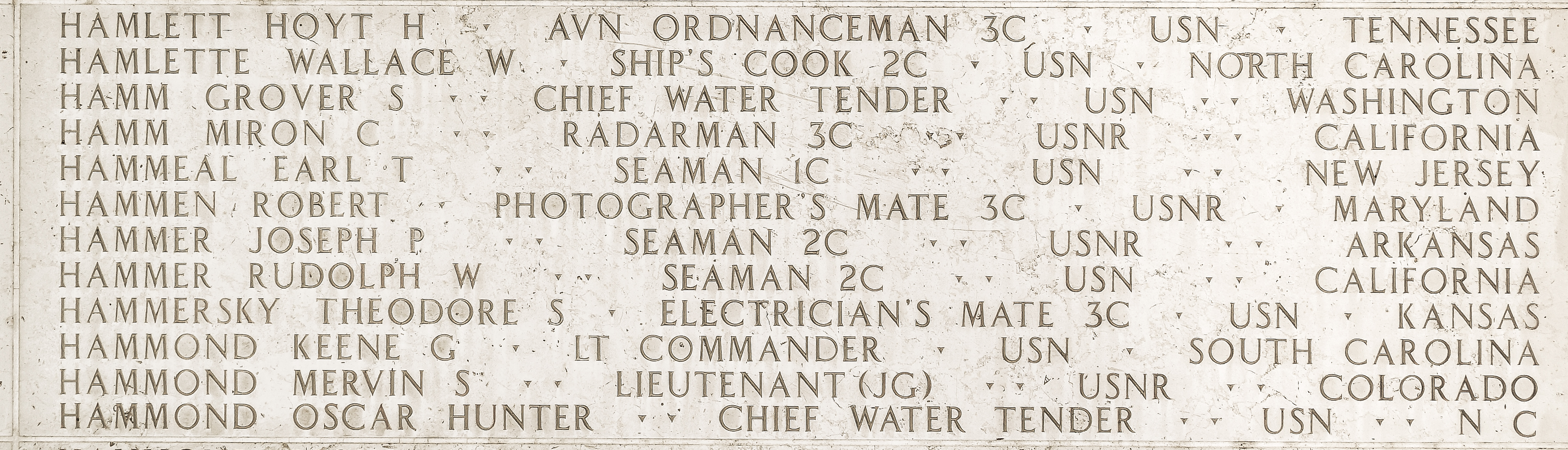 Miron C. Hamm, Radarman Third Class